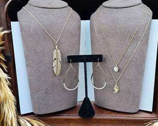 Gypsy Moon Feather Necklaces  Earrings 