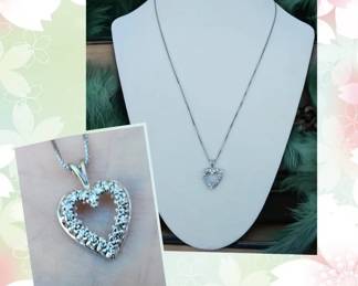Diamond Heart Pendant On Sterling Silver Chain Tested