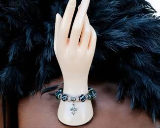 Fleur De Lis Glass Beaded Bracelet 
