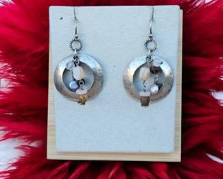 Silpado Pearl Quartz Hammered Sterling Silver Hoop Earrings