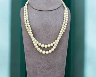 Vintage 2 Strand Faux Pearl Necklace Sterling Silver  Missing 1 Strand