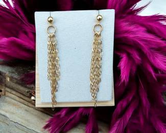 LIRM Sterling Silver Gold Vermeil Tassle Chain Earrings