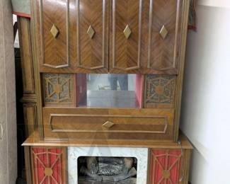 MIDCENTURY ELECTRONIC FIREPLACE BAR UNIT