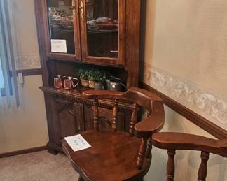 Wood Stools And Corner Display Cabinet