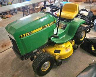 1 of 9 pictures - Vintage 1990's John Deere 170 Riding 38" Riding Mower In Great Condition With Rear Bagger, Towing Hitch Mount And Runs Great!