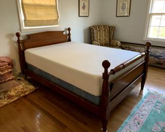 #77	Full Wood Headboard/Footboard Bed w/Tufts & Needles Memory Foam Mattress and Boxspring - Upstairs - You Move	 $125.00 
