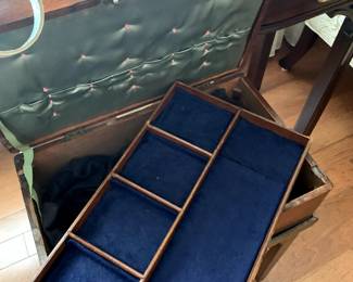 #12	Wood Lift-off Box Flatware Box on Wood Stand - 17x10x7 - Stand 24" w/box height	 $125.00 
