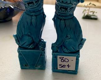#105	Blue & White Porcelain Set of Foo dogs - 5" Tall	 $80.00 
