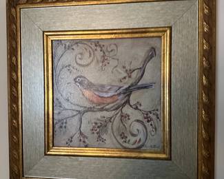 #270	Signed Acrylic Robin Gold Frame 22x22	 $30.00 
