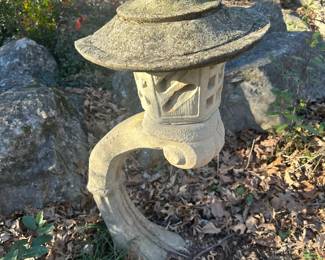 #251	Curved Base Concrete 3 Piece Lantern 38"  as is top is broken	 $75.00 
