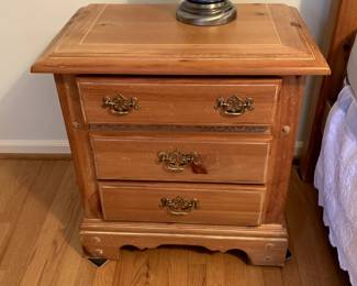 #85	Pine White Washed Bedside Table w/3 Drawers - 26x16x27 - Upstairs - You Move	 $75.00 
