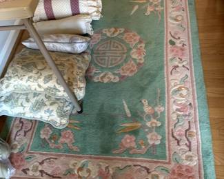 #83	Chinese Hand-knotted Green/Rose Rug - 4x 6	 $40.00 
