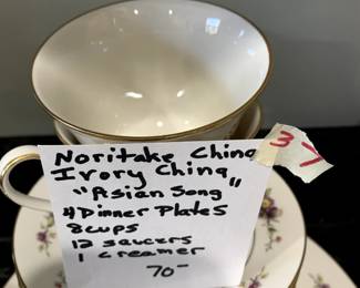 #37	Noritake China "Ivor China "Asian Song" Mixed China Set	 $70.00 
