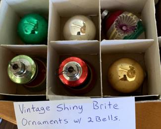 #160	Vtg. Shiny Brite ornaments w/2 bells - 6 piece	 $25.00 
