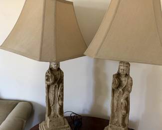 #50	Stone Look Heavy  Asian Lamps - 32" Tall - Sold as a pair	 $100.00 

