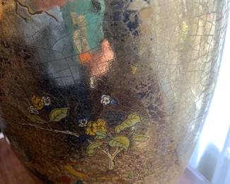 

#14	Gold Ceramic Crackle Lamp w/Painted Birds and flowers - 32" tall	 $75.00 
