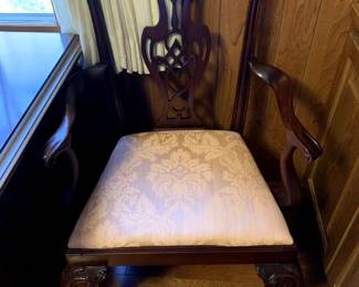#29	Wood Carved Heavy Chair w/Pale Rose Fabric	 $40.00 
