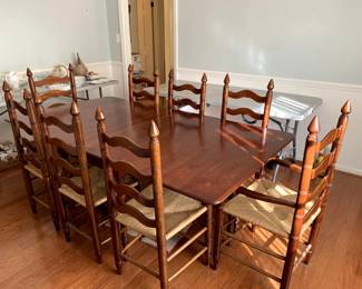 #1	Diningroom gate leg table with 6 chairs and 2arm chairs  27-76x29	 $300.00 
