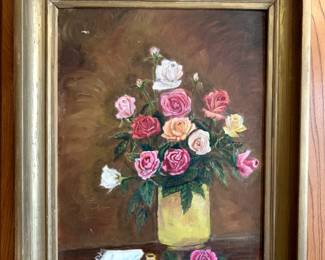 #142	Acrylic Oil of Flowers in a Vase by Chris R Mitchell - 16x20 Framed	 $30.00 
