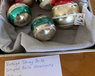 #162	Vtg. Shiny Brite Ornaments Striped Balls Ornaments - 5 piece	 $50.00 
