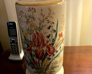 #102	Pair of Hand-Painted Iris Pattern Lamps - 28" Tall	 $100.00 
