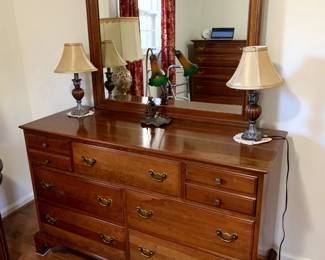 #56	Unique Furniture Wood Dresser w/7 Drawers & Mirror - 54x20x34  Mirror - 41x35	 $125.00 
