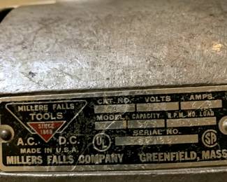 #221	Millers Falls Electric Drill	 $20.00 
