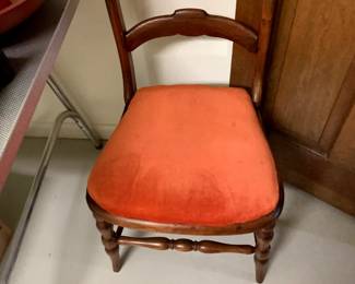 #206	Odd dining Chair w/Orange Velvet Seat	 $25.00 
