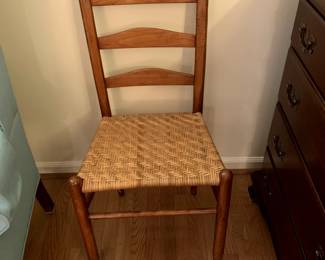 #95	4 Dining Chairs w/basketweave Seat and ladder Back Wood	 $80.00 
