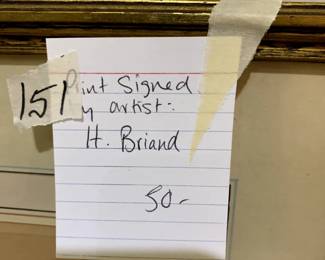 #151	Print signed by artist H. Brand of Venis 20x21	 $50.00 
