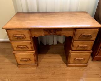 #68	Genuine Maple 7 Drawer Desk w/wood carved Handles - Upstairs - You Move - 44x20x27	 $75.00 
