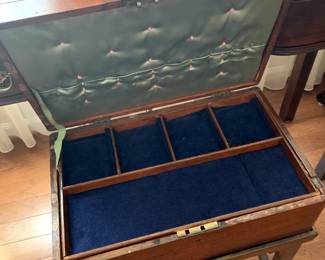 #12	Wood Lift-off Box Flatware Box on Wood Stand - 17x10x7 - Stand 24" w/box height	 $125.00 
