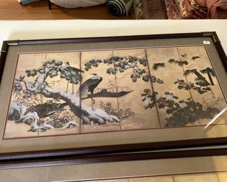 #81	Asian Framed and Matted Watercolor of Black Crane under Glass - 41x22	 $40.00 
