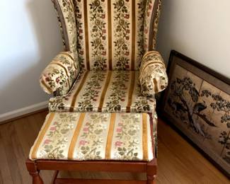 #78	Vtg. Wingback Floral Chair w/ottoman	 $40.00 
