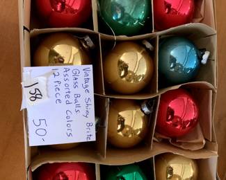 #158	Vtg. Shiny Brite Glas Balls - Assorted Colors - 12 piece	 $50.00 

