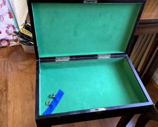 #47	Wood Box on Stand (2 separate pieces) w/green Velvet Interior - 16x10x4-20	 $50.00 
