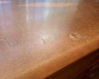 #69	Genuine Maple 5 Drawer Chest of drawers w/wood Carved Handles (as is finish) - 31x17x45  (upstairs you move)	 $40.00 
