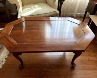 #5	Old Town Hexagon Shaped Wood Coffee Table - 42x26x19 	 $100.00 
