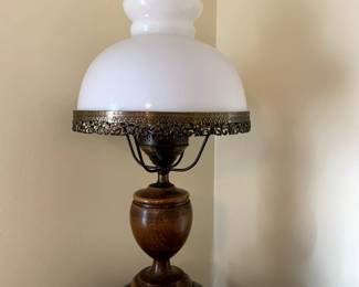 #71	White Globe Lamp w/wood Base - 20" Tall	 $25.00 
