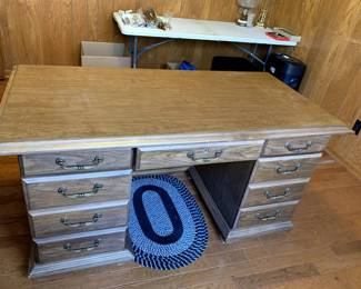 #2	desk with 8 drawers with nice back  60x32x30	 $75.00 
