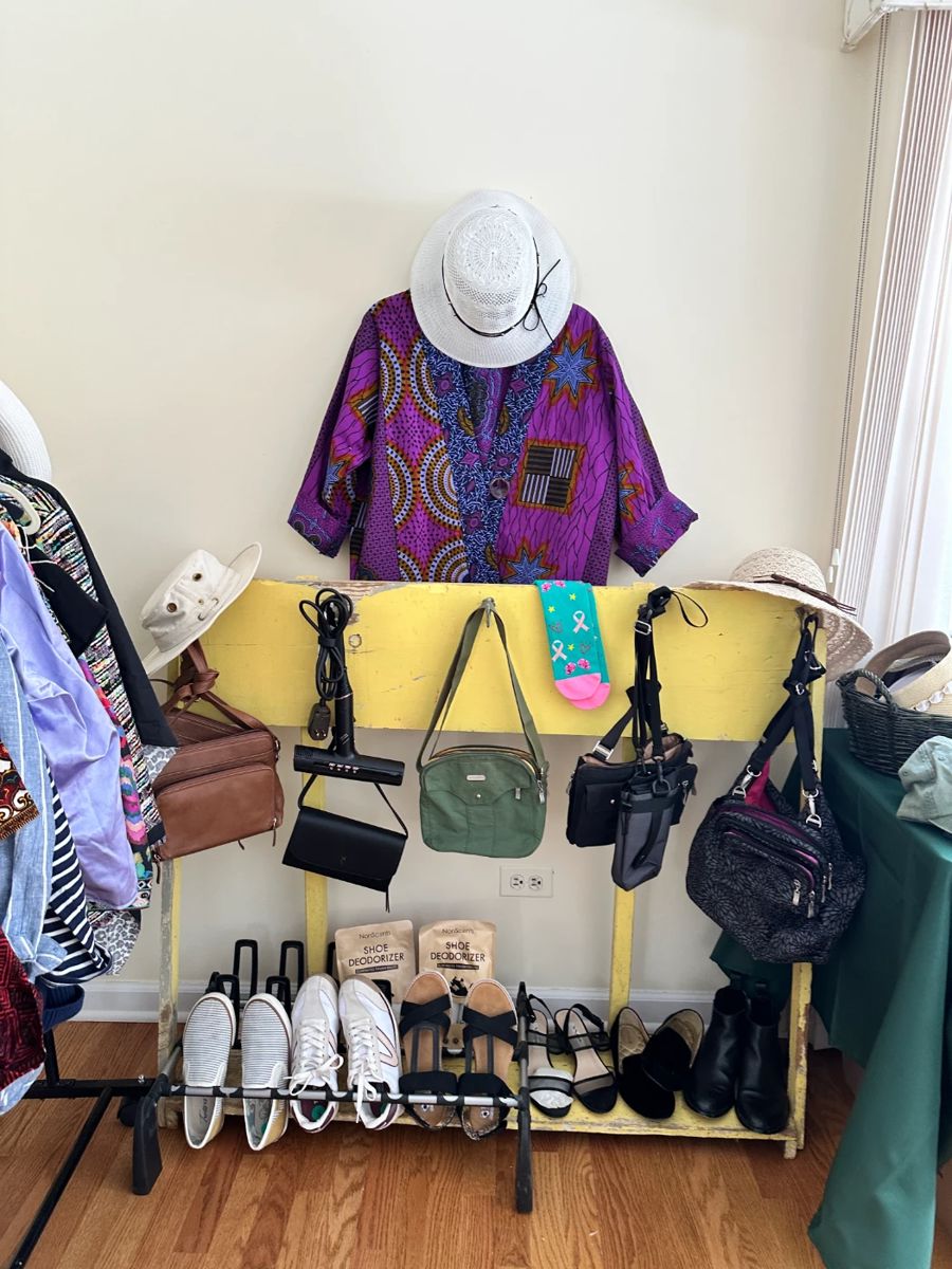 Curated women's clothing includes one-of-a-kind items from all over the world. The majority of clothing is size M, and the shoes are women's size 8. Everything sold is in good condition, and some are still new with tags.