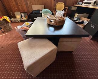 Coffee table with (4) upholstered stools!