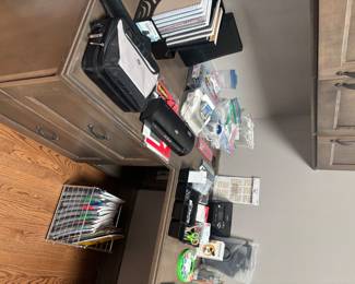 Tons of office supplies, laminator, monitors, new wireless keyboards, etc