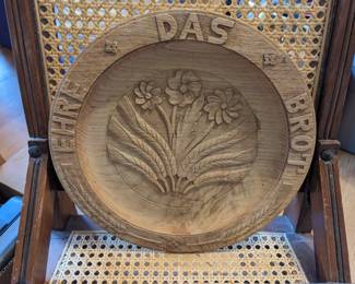 Hand Carved 1930 wood bread plate