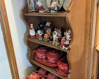 Temp - tations dishes. Old maple hutch