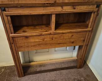 Rustic Twin Size Wood Storage Headboard with built-in shelves. 
*A solid piece