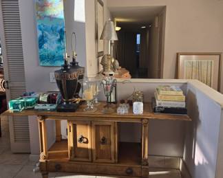 Thomasville rolling cart - project piece.  Great tv stand.  Lamps.  Art.  English jigsaws.  Christmas and more