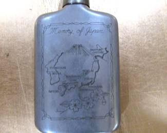 VTG pewter Japan souvenir flask