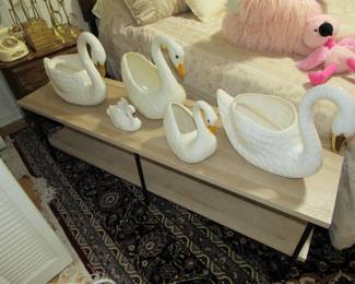 Large ceramic swans