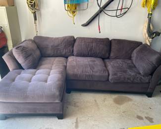 Spare sectional sofa had to be moved to the garage.